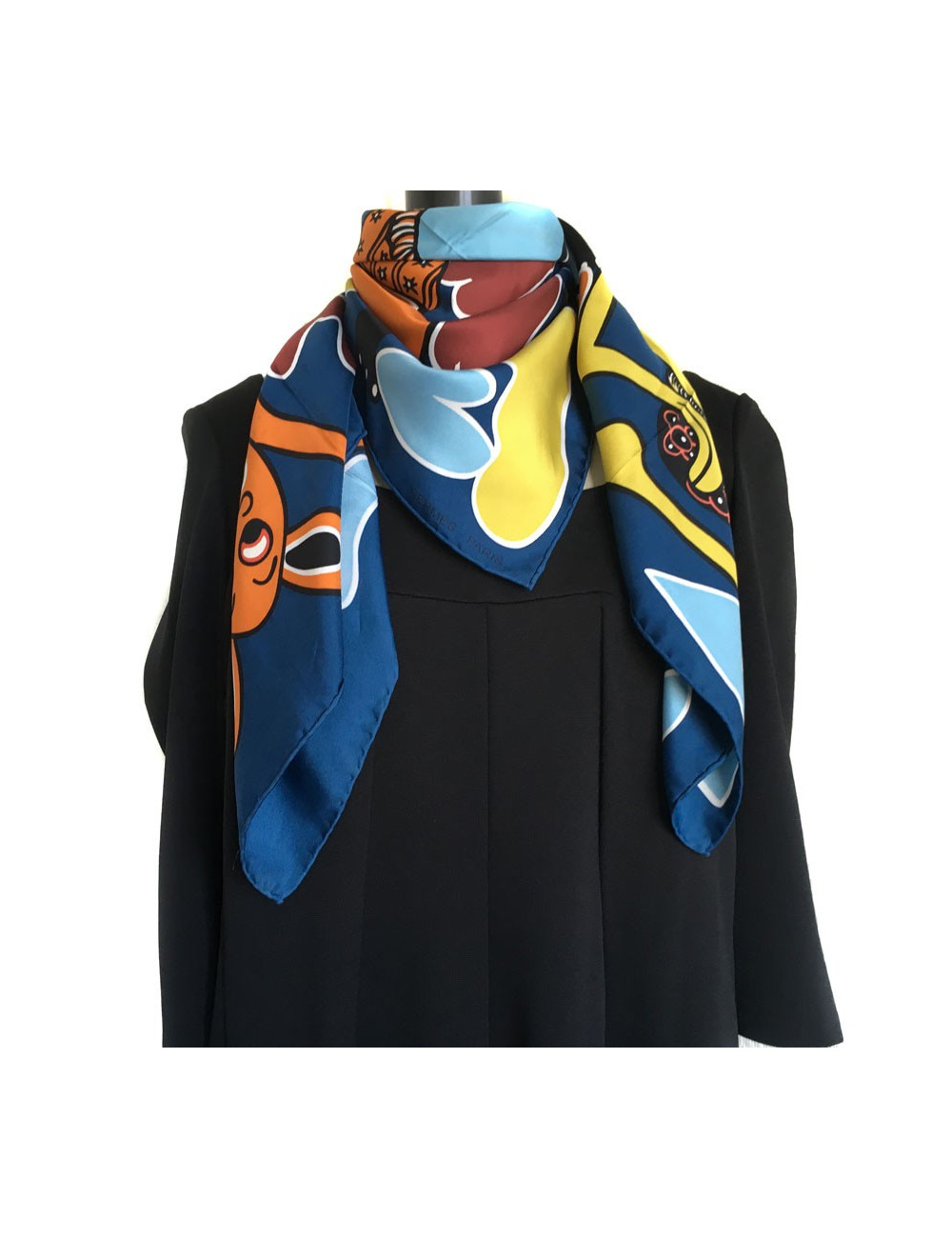 "Lilanga" HERMES square silk blue