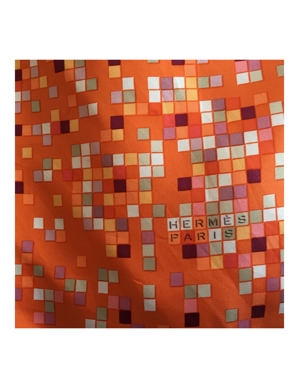 Square "Mosaic to 24" HERMES orange silk