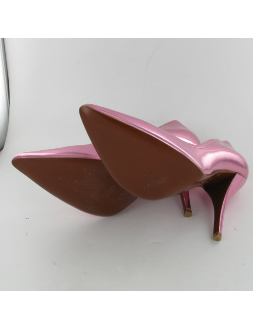 Escarpins cuir métallisé rose LANVIN