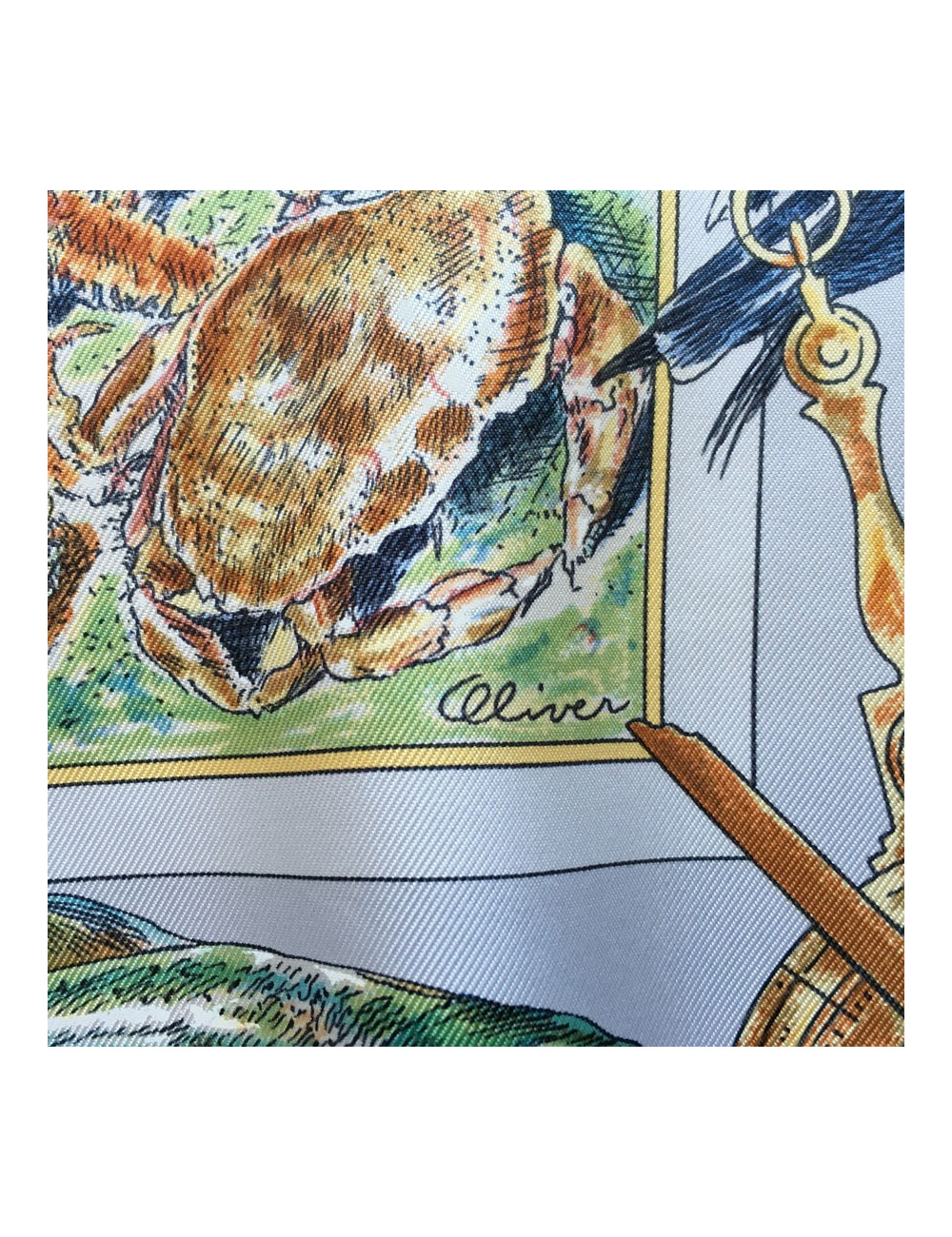 Square "Samuel Champlain, the Canada" HERMES silk sky blue