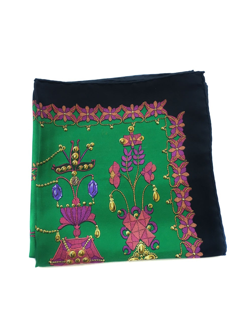 Green silk HERMES "Scheherazade" square