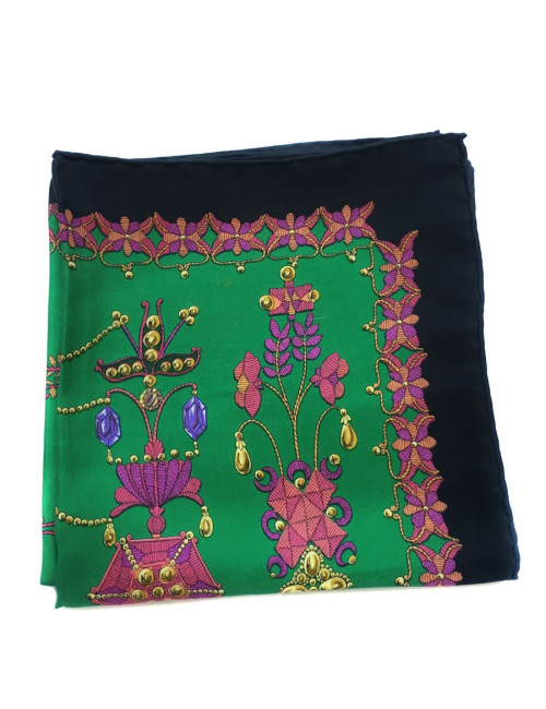 Green silk HERMES "Scheherazade" square
