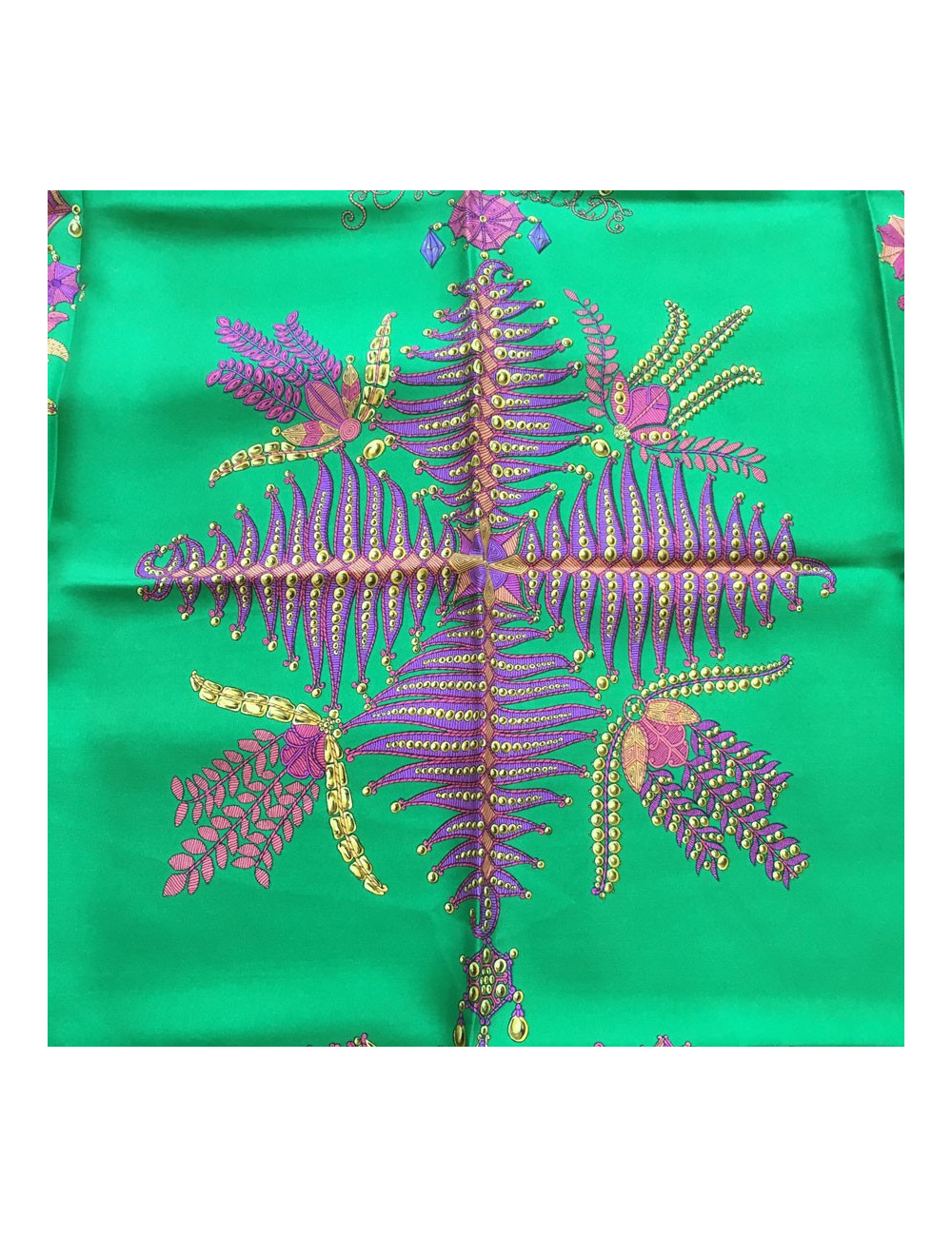 Green silk HERMES "Scheherazade" square