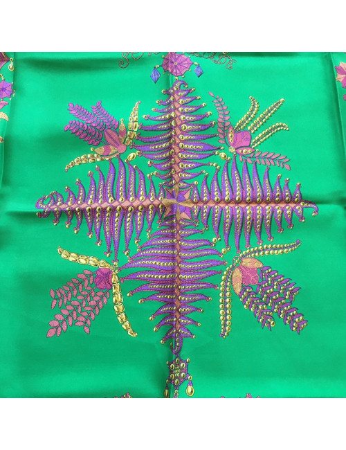 Green silk HERMES "Scheherazade" square