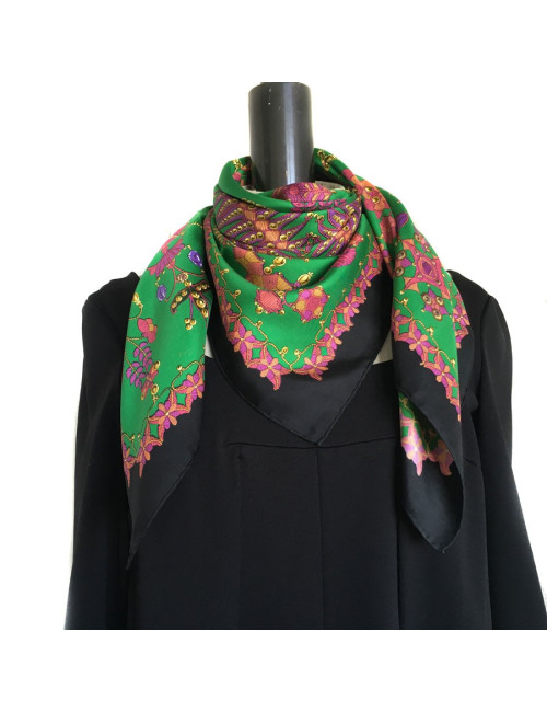 Green silk HERMES "Scheherazade" square