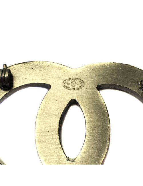 PIN CHANEL CC in rhinestone and silver metal