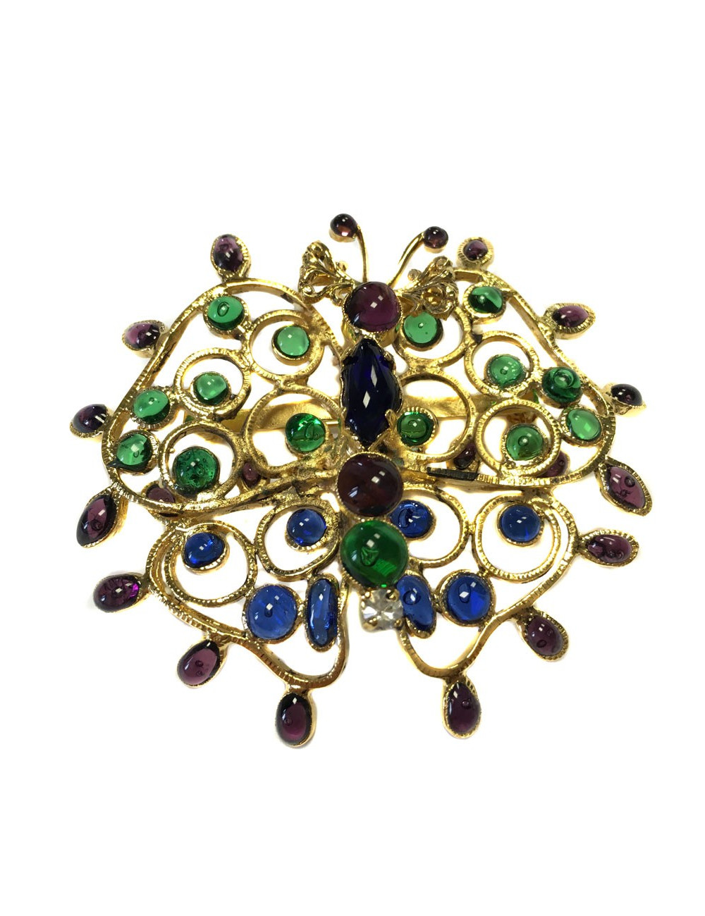 Broche papillon MARGUERITE de VALOIS en pâte de verre