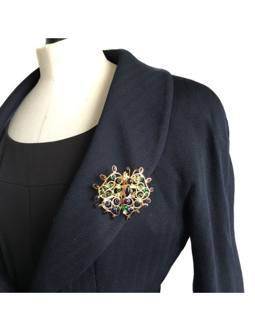 Broche papillon MARGUERITE de VALOIS en pâte de verre