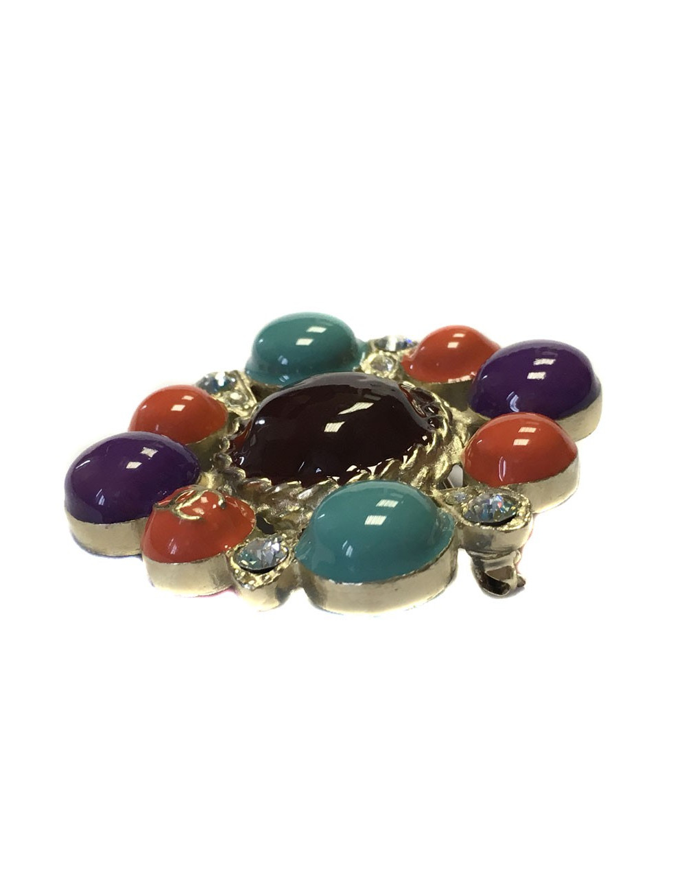 Multicolor CHANEL brooch and rhinestones
