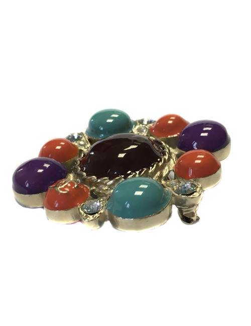 Multicolor CHANEL brooch and rhinestones