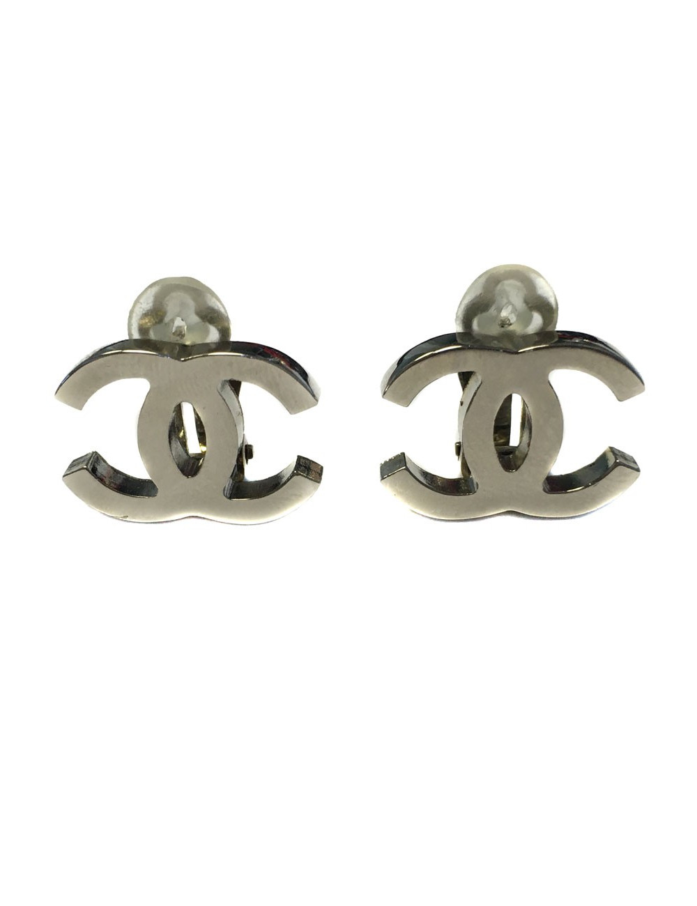 Clips d'oreille CHANEL CC en palladium