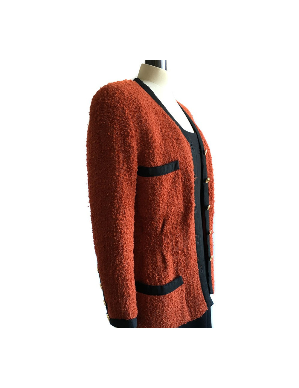 CHANEL T38 red tweed jacket