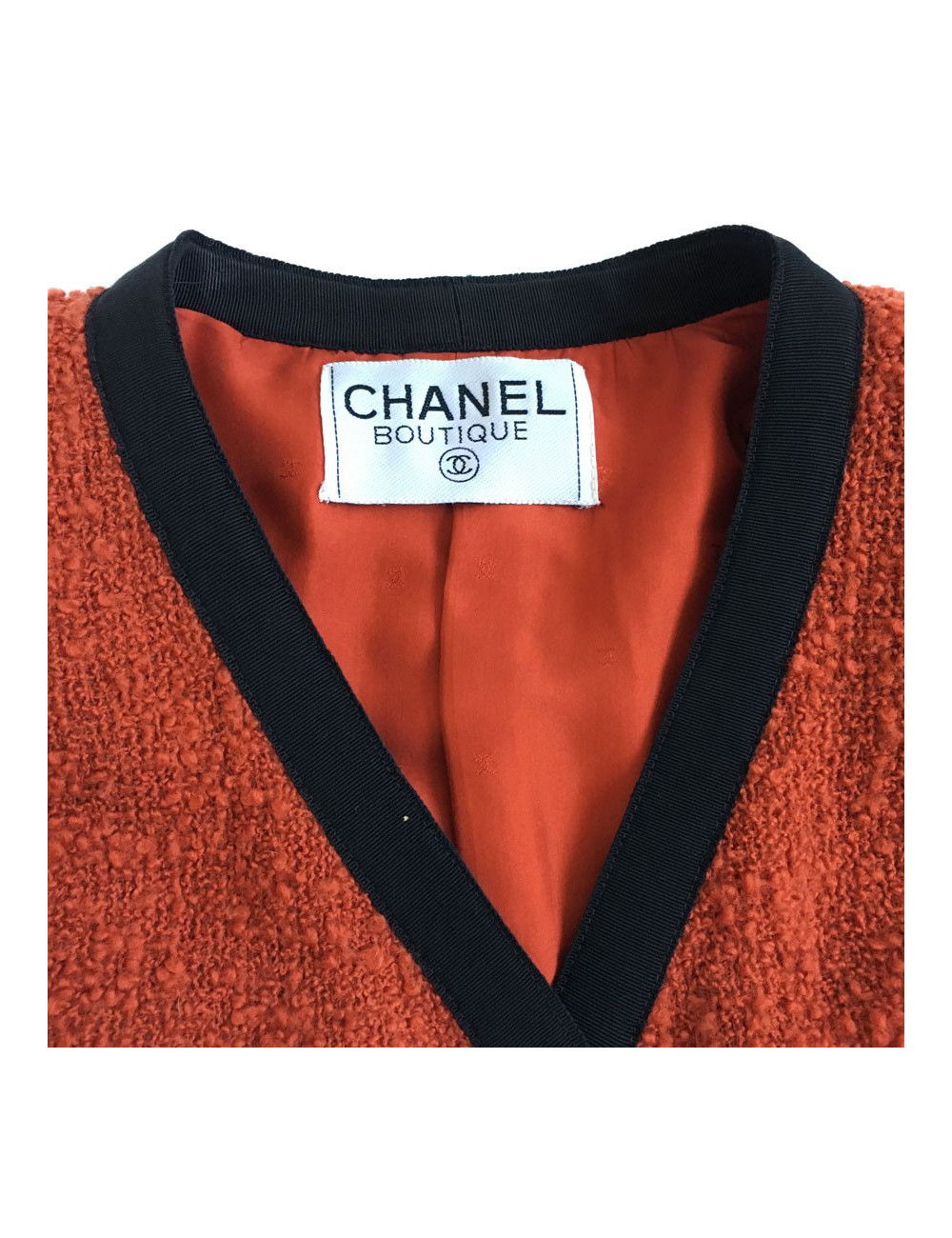CHANEL T38 red tweed jacket