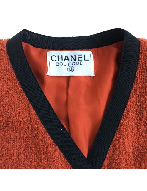 CHANEL T38 red tweed jacket