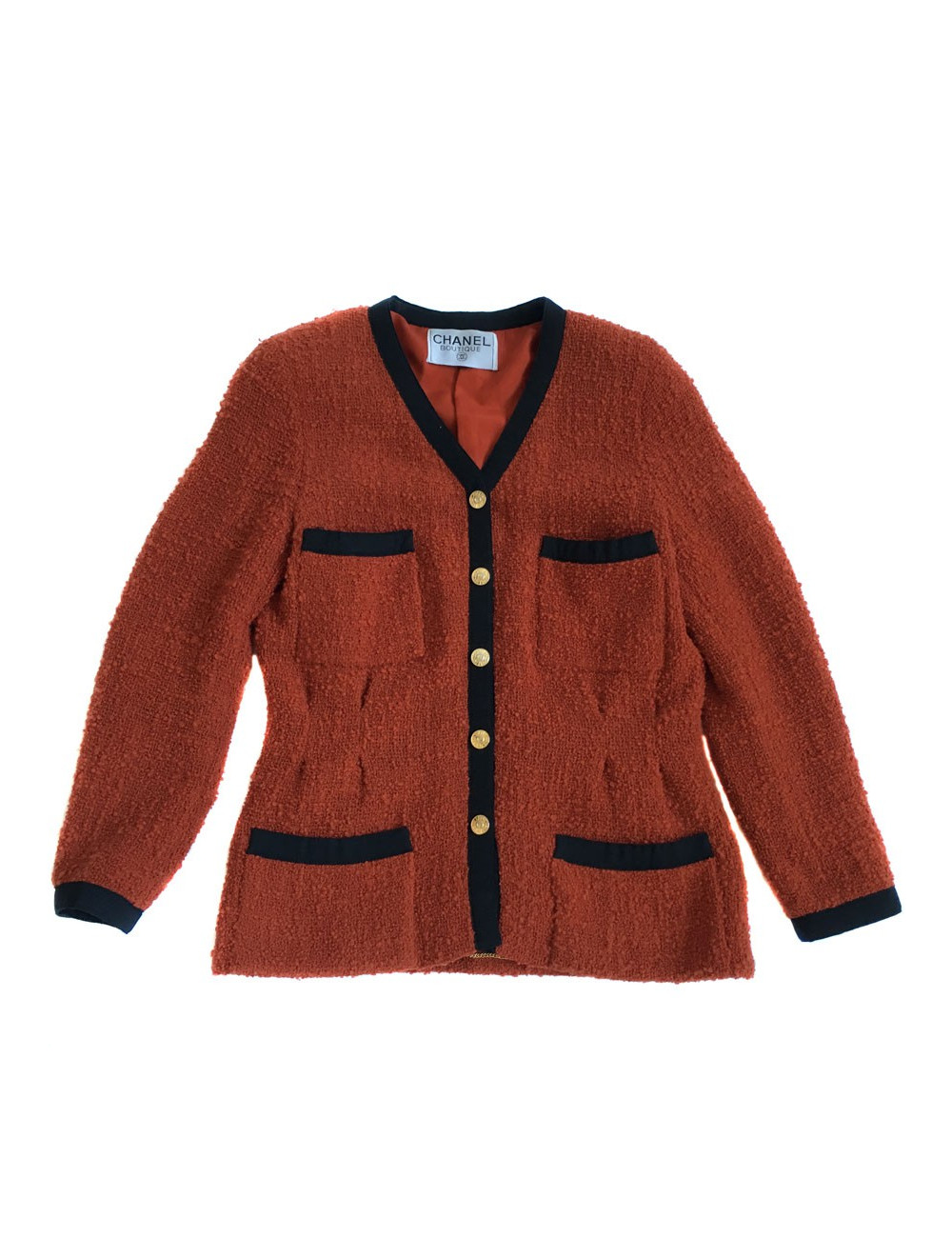 CHANEL T38 red tweed jacket