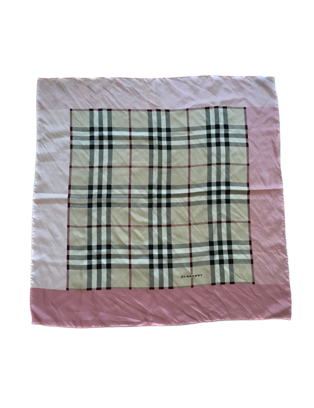 XXX Foulard BURBERRY en soie à bord rose