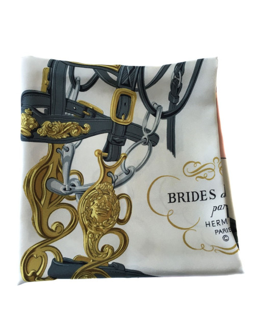 Hermès "Brides de Gala" in ivory, pink and grey silk