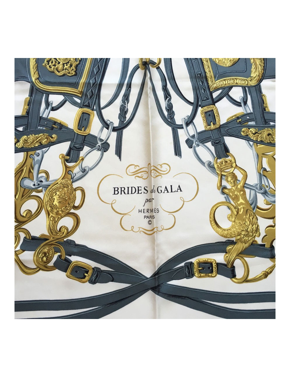 Hermès "Brides de Gala" in ivory, pink and grey silk