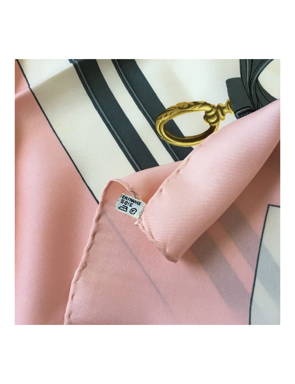 Hermès "Brides de Gala" in ivory, pink and grey silk