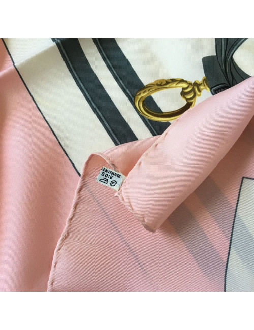 Hermès "Brides de Gala" in ivory, pink and grey silk