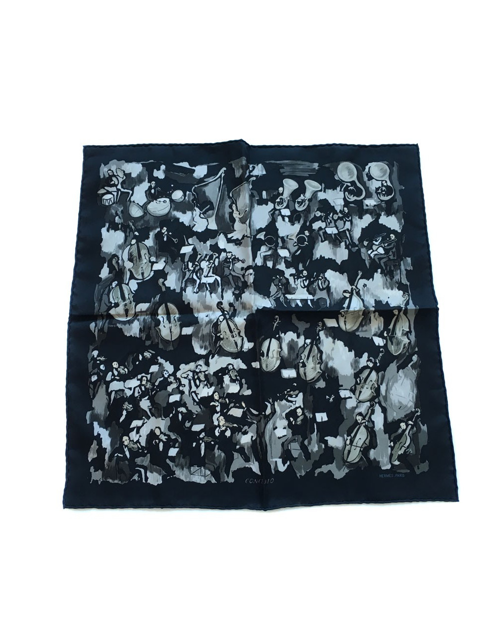 "Concerto" HERMÈS gavroche in silk black, gray and white