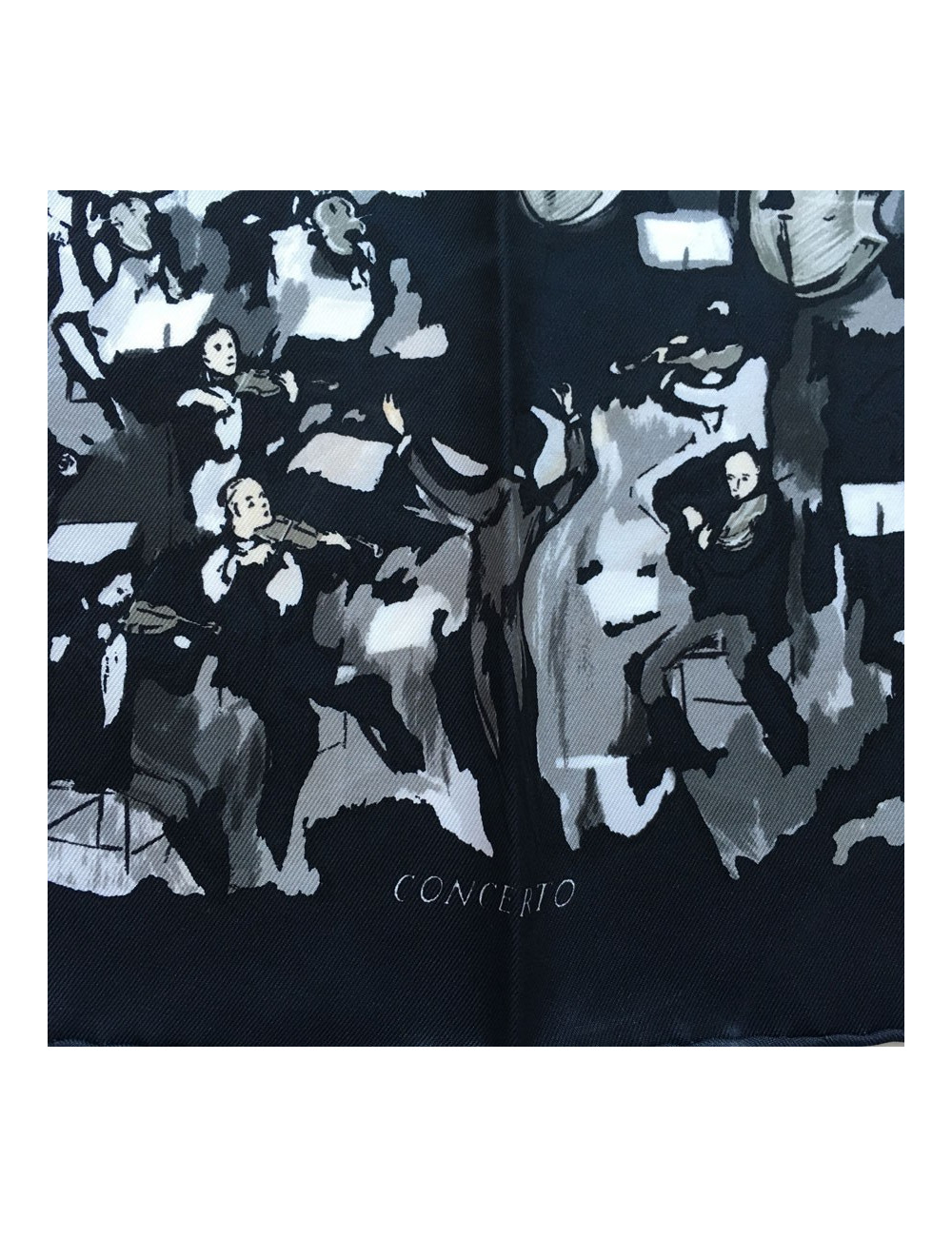 "Concerto" HERMÈS gavroche in silk black, gray and white