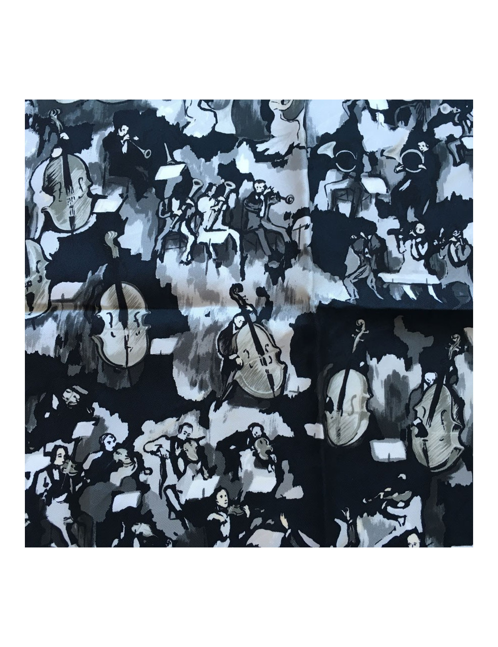 "Concerto" HERMÈS gavroche in silk black, gray and white