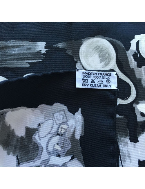 "Concerto" HERMÈS gavroche in silk black, gray and white