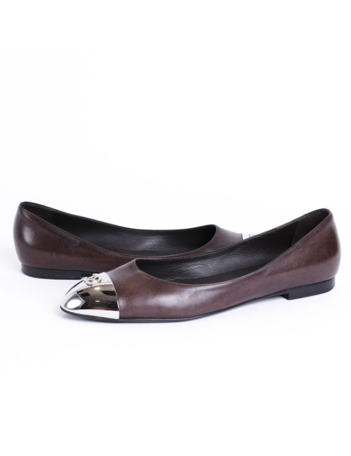 Ballet flats CHANEL t 38.5 Brown lambskin