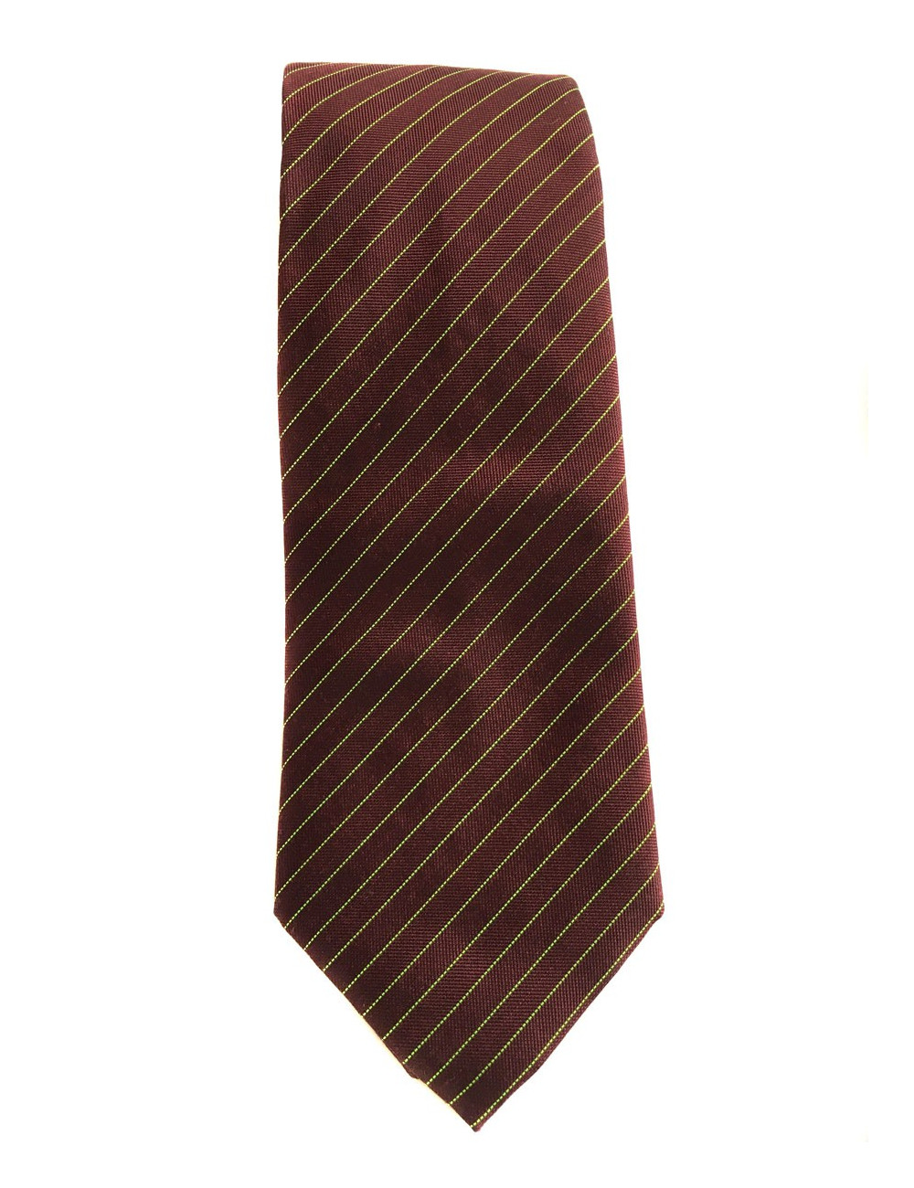 Cravate HERMES en soie et cachemire bordeaux et vert fluo