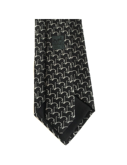 HERMÈS tie in black and white scarf