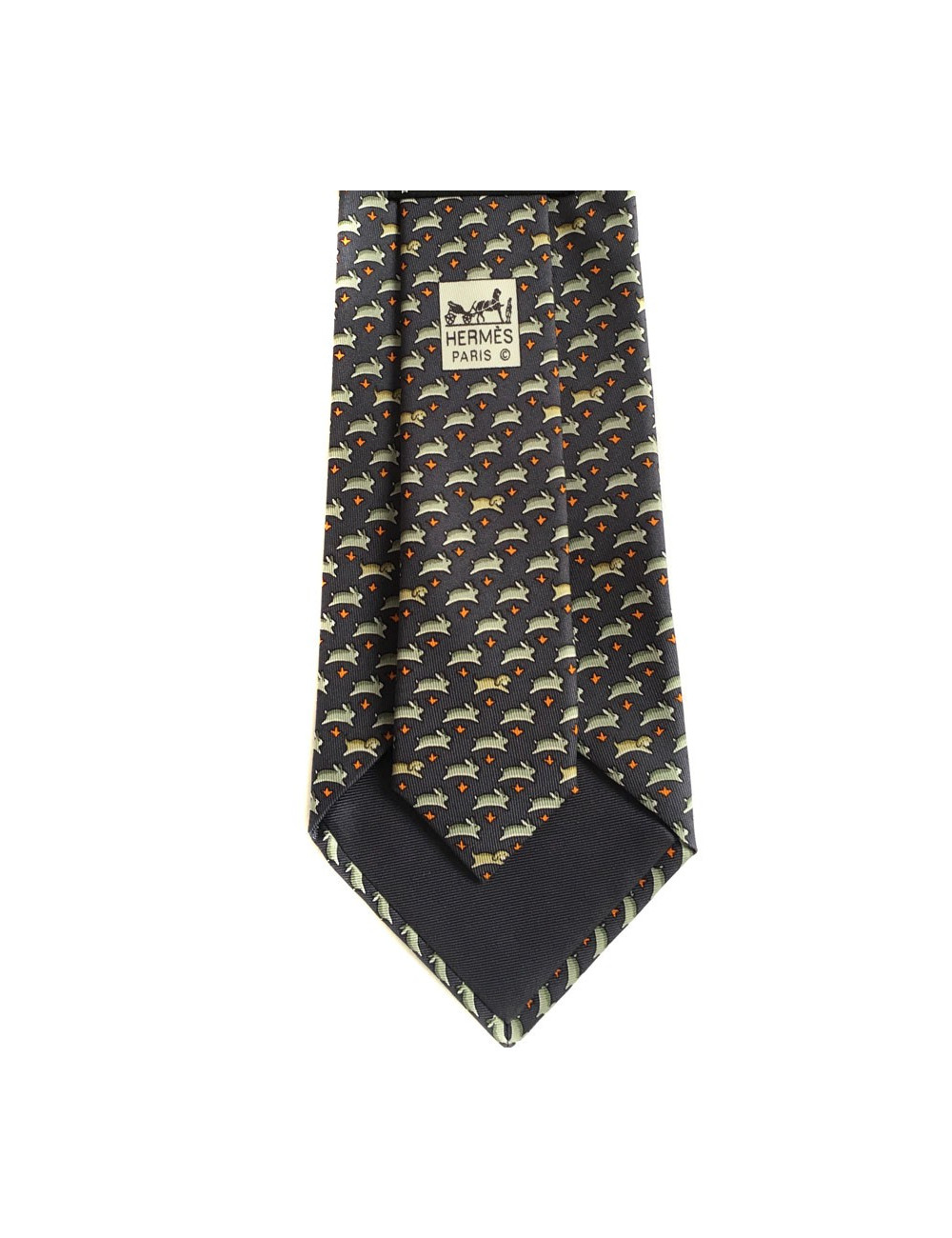 HERMÈS tie in blue, green and orange scarf