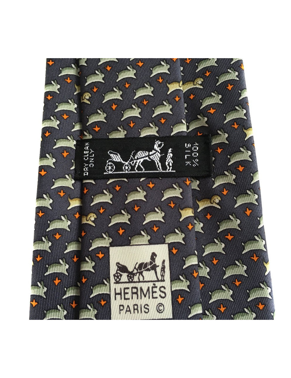 HERMÈS tie in blue, green and orange scarf