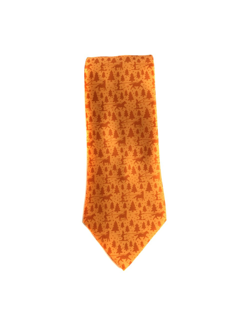 Cravate HERMES en twill de soie orange