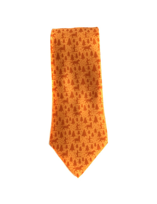 Cravate HERMES en twill de soie orange