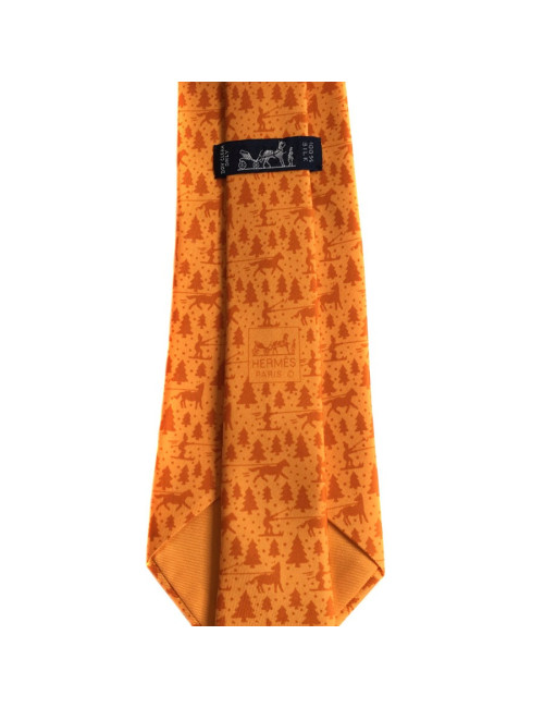 HERMÈS tie in orange silk scarf