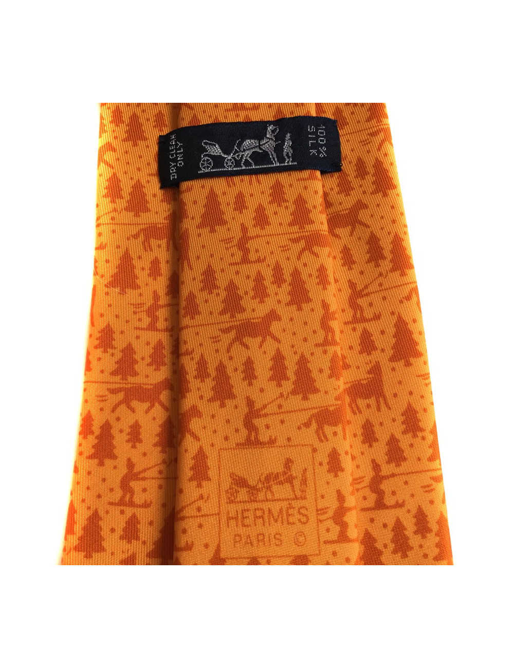 Cravate HERMES en twill de soie orange