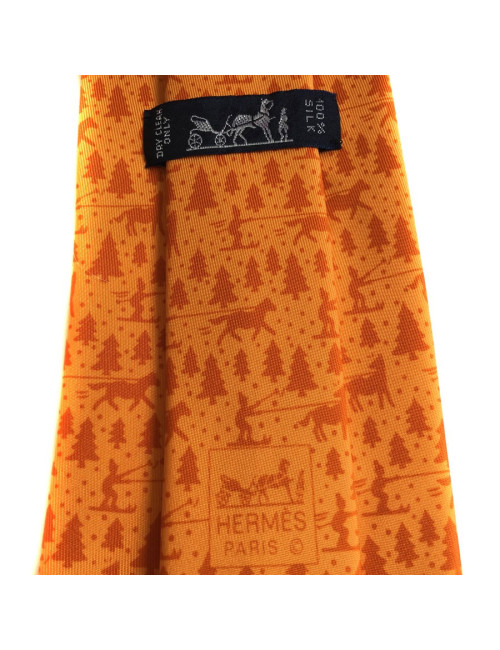 HERMÈS tie in orange silk scarf