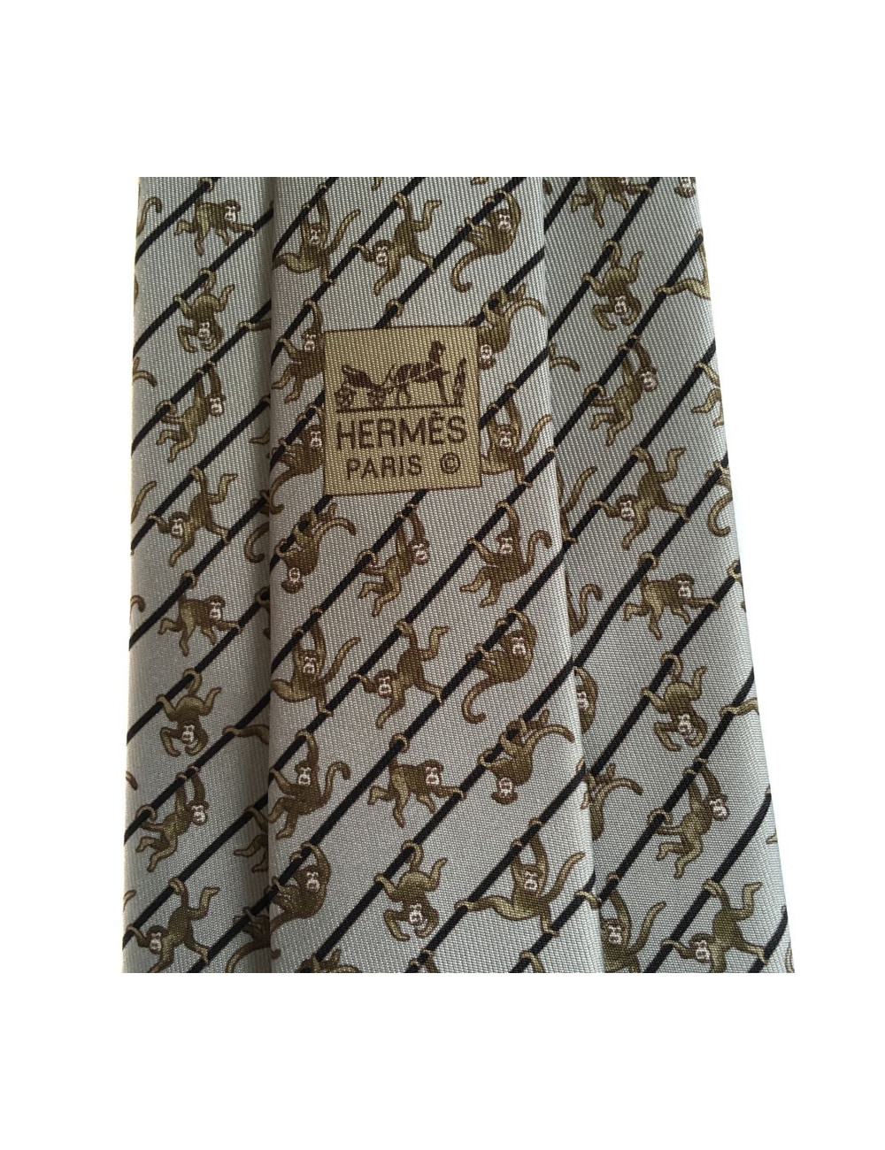 Tie HERMES scarf blue green, black, grey
