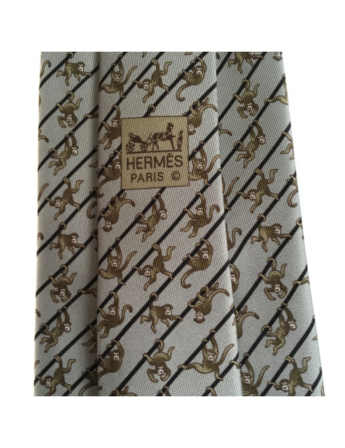 Tie HERMES scarf blue green, black, grey