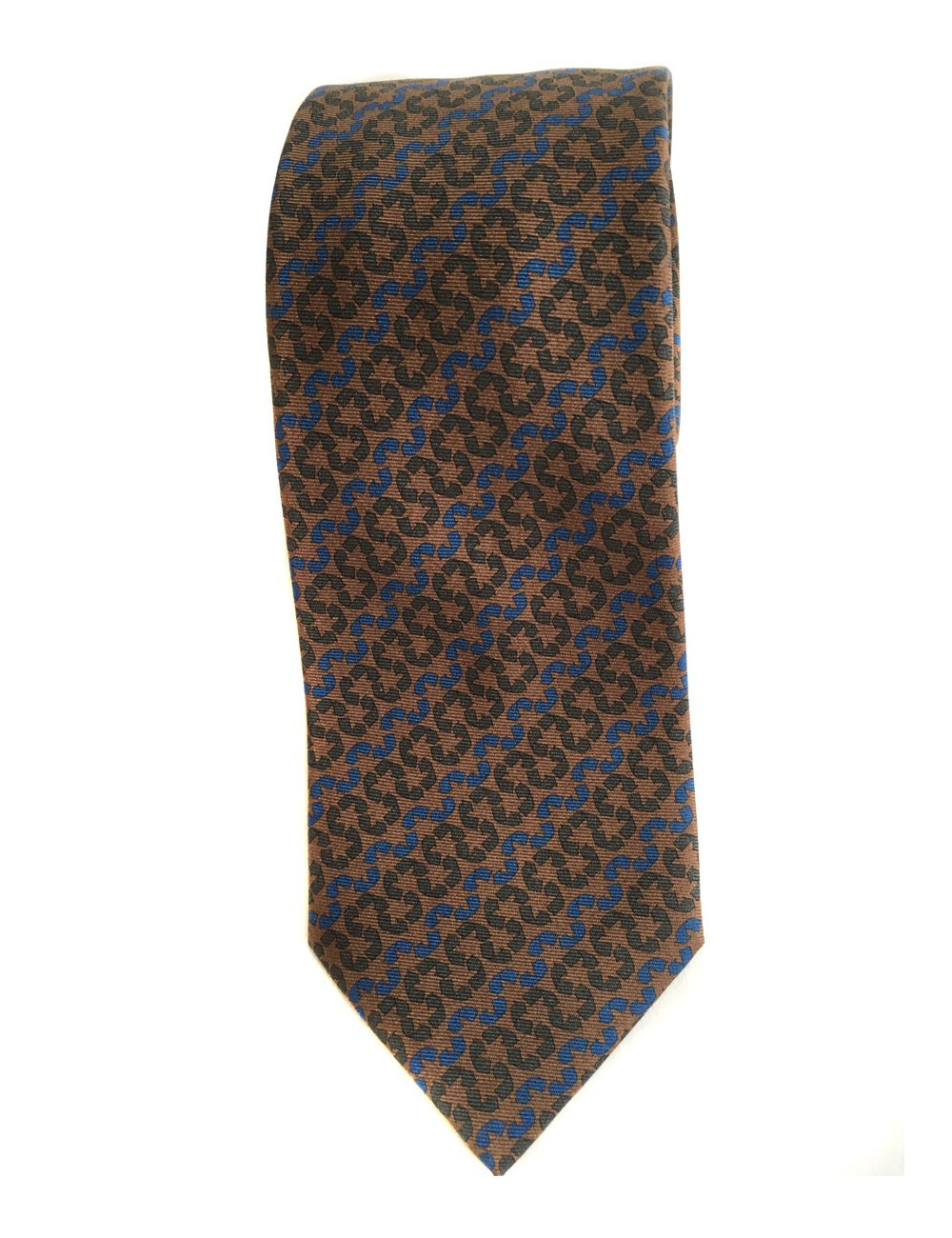 Cravate HERMES en twill de soie marron