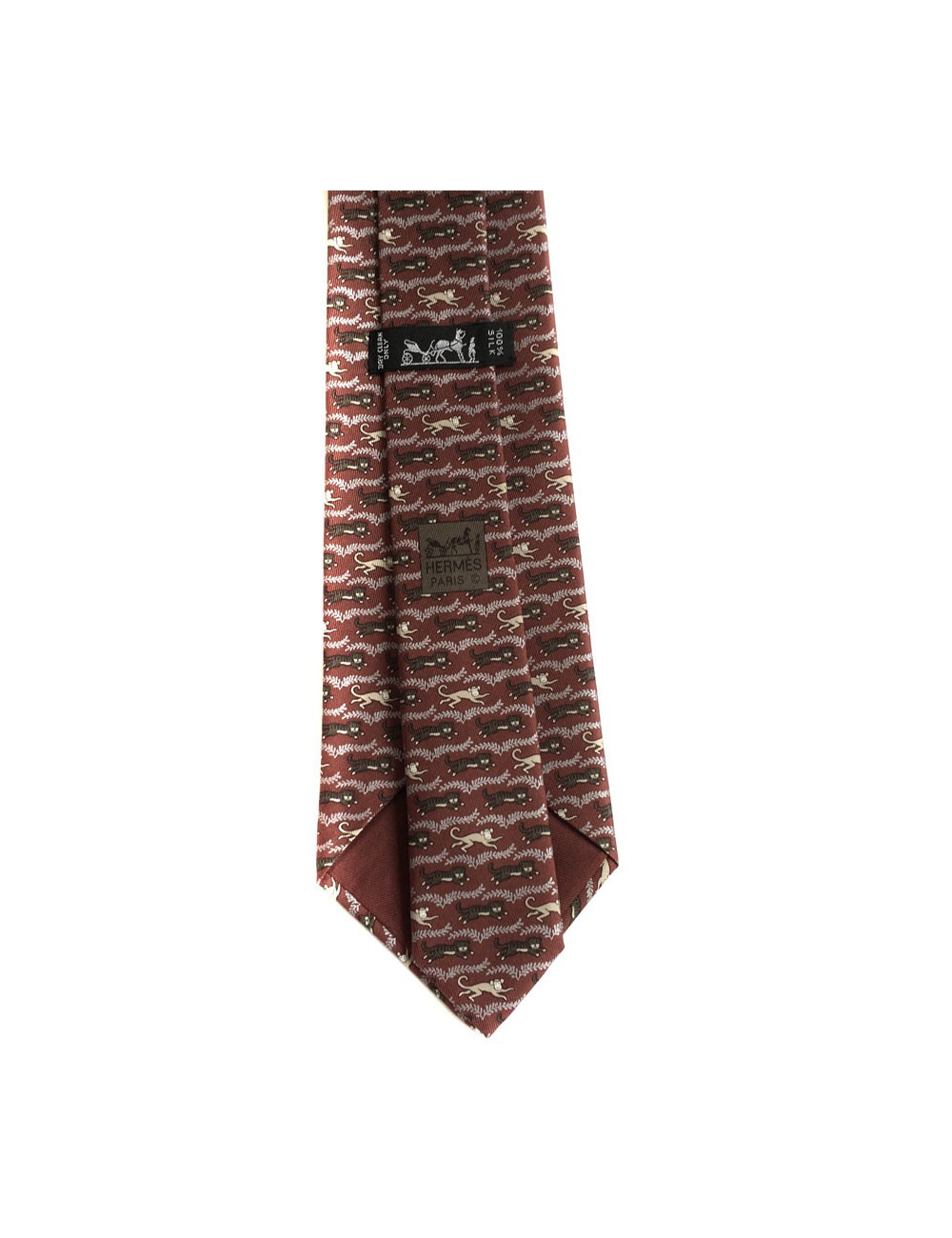 HERMÈS tie in bordeaux, gray and cream scarf