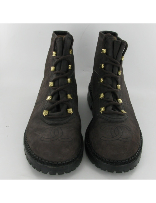 Bottines cuir marron CHANEL