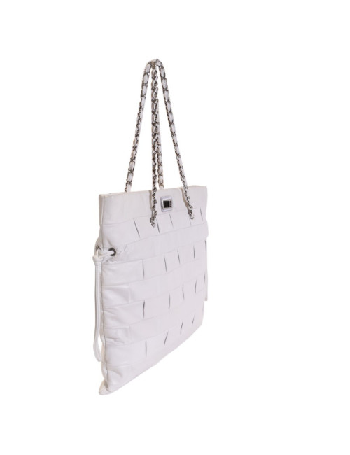 sac CHANEL cuir blanc