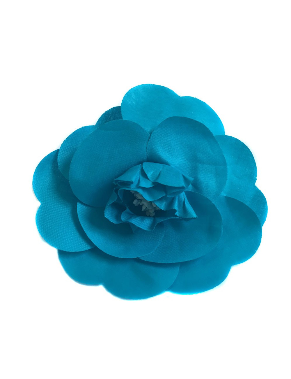 Broche CHANEL Camelia bleu turquoise
