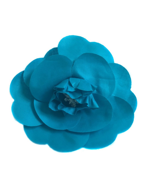 Broche CHANEL Camelia bleu turquoise