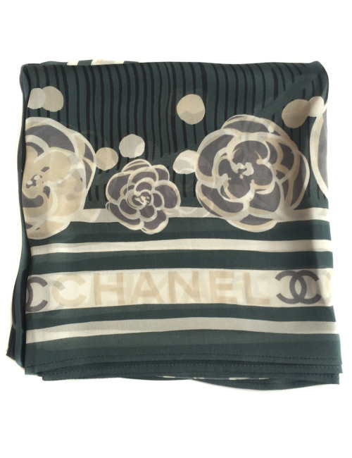 Carré CHANEL soie anthracite