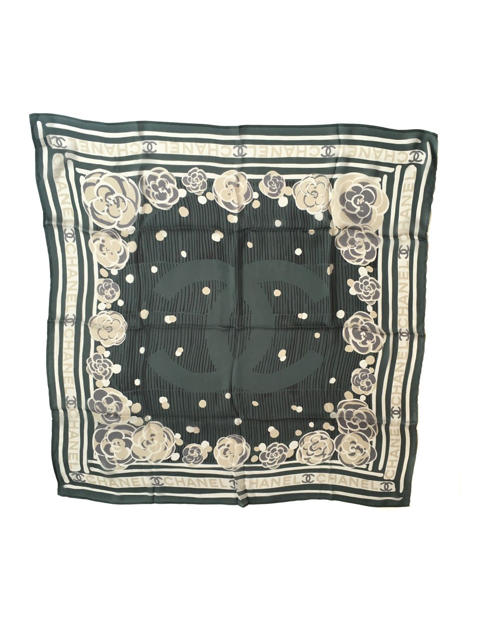 Carré CHANEL soie anthracite