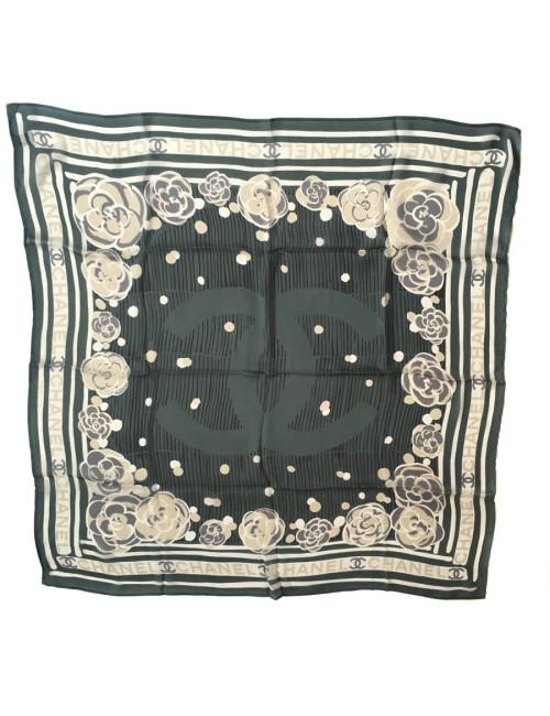 Carré CHANEL soie anthracite