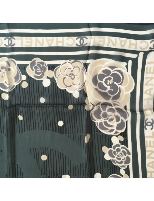 Carré CHANEL soie anthracite